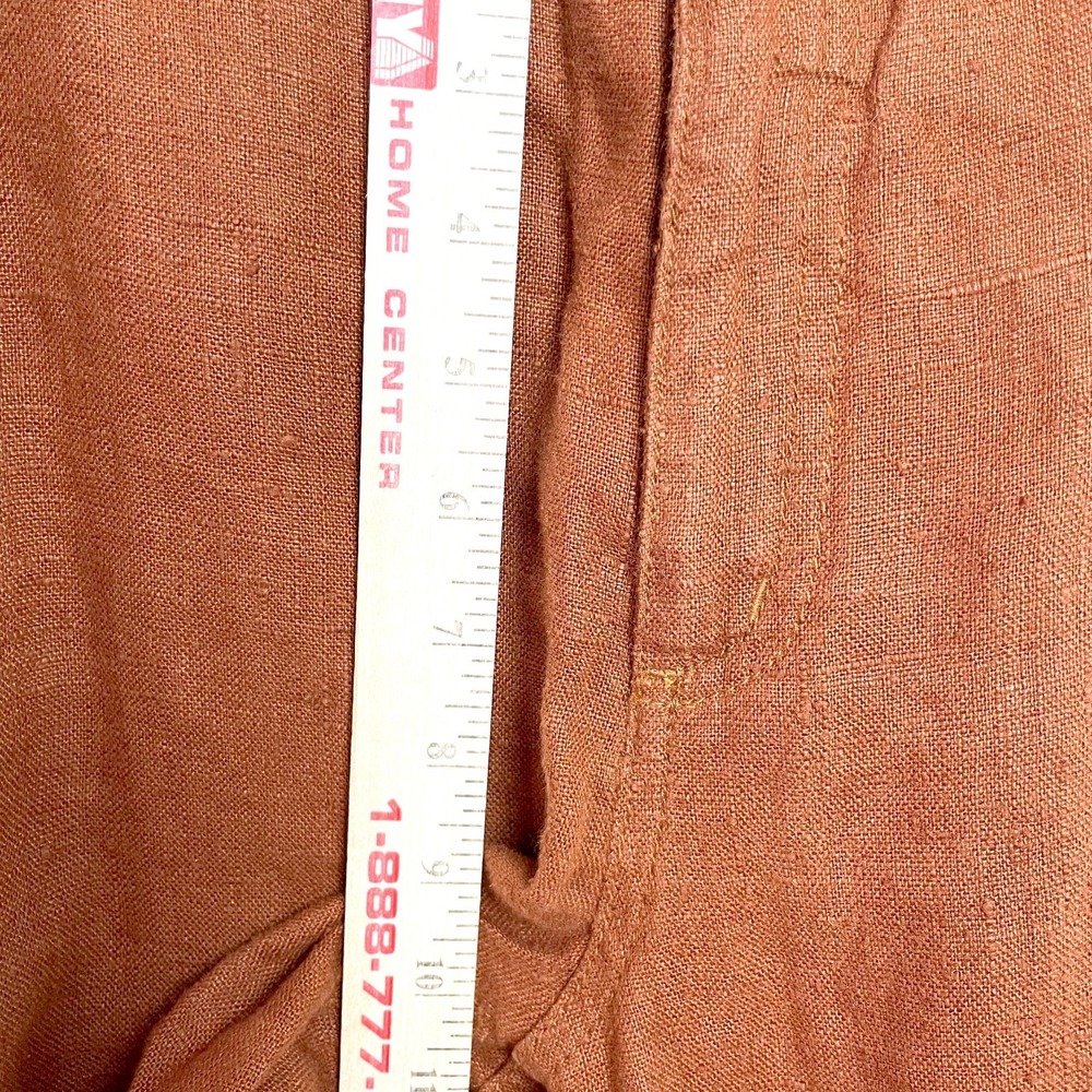 Chicos Linen Pants Sz 2 Large Rust Brown Quiet Luxury Minimalist Summer Capsule - Picture 7 of 8